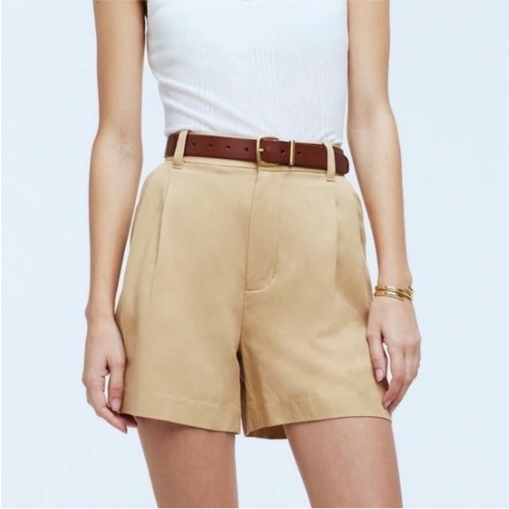 Madewell Harlow Linen Blend High Rise Trouser Shorts - Tan/Beige 00